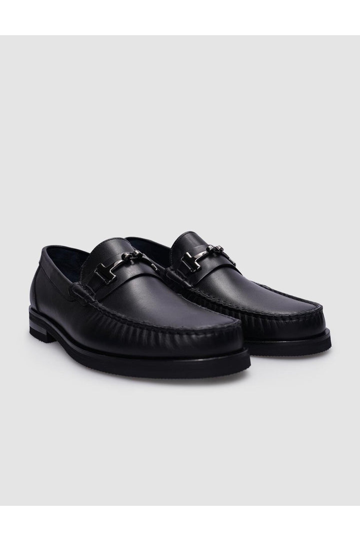 Cabani Shoes Chaussures classiques pour hommes en cuir véritable noir avec boucle à 100% - Multicolore