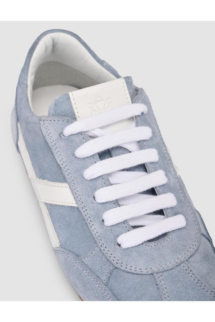 Cabani Shoes MonaMae Baskets Femme en Suède Bleue 100% Cuir Véritable à Lacets - Bleu