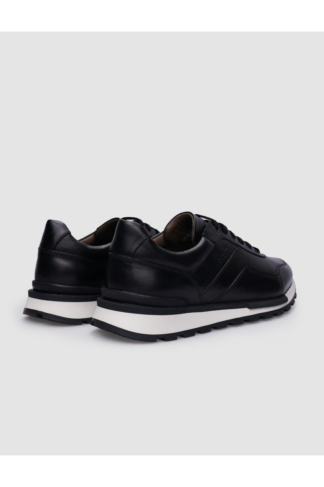 Cabani Shoes Baskets pour hommes en cuir véritable noir à lacets - Noir