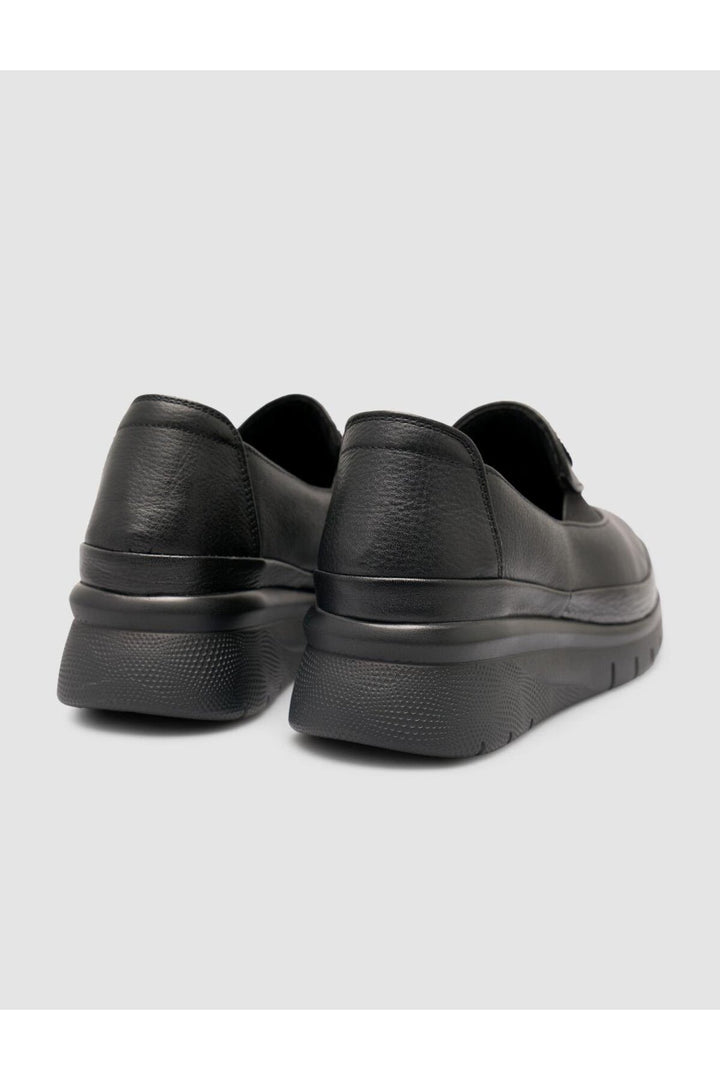 Cabani Shoes Chaussures confort femme noires en cuir véritable avec pierres, 100% cuir. - Noir