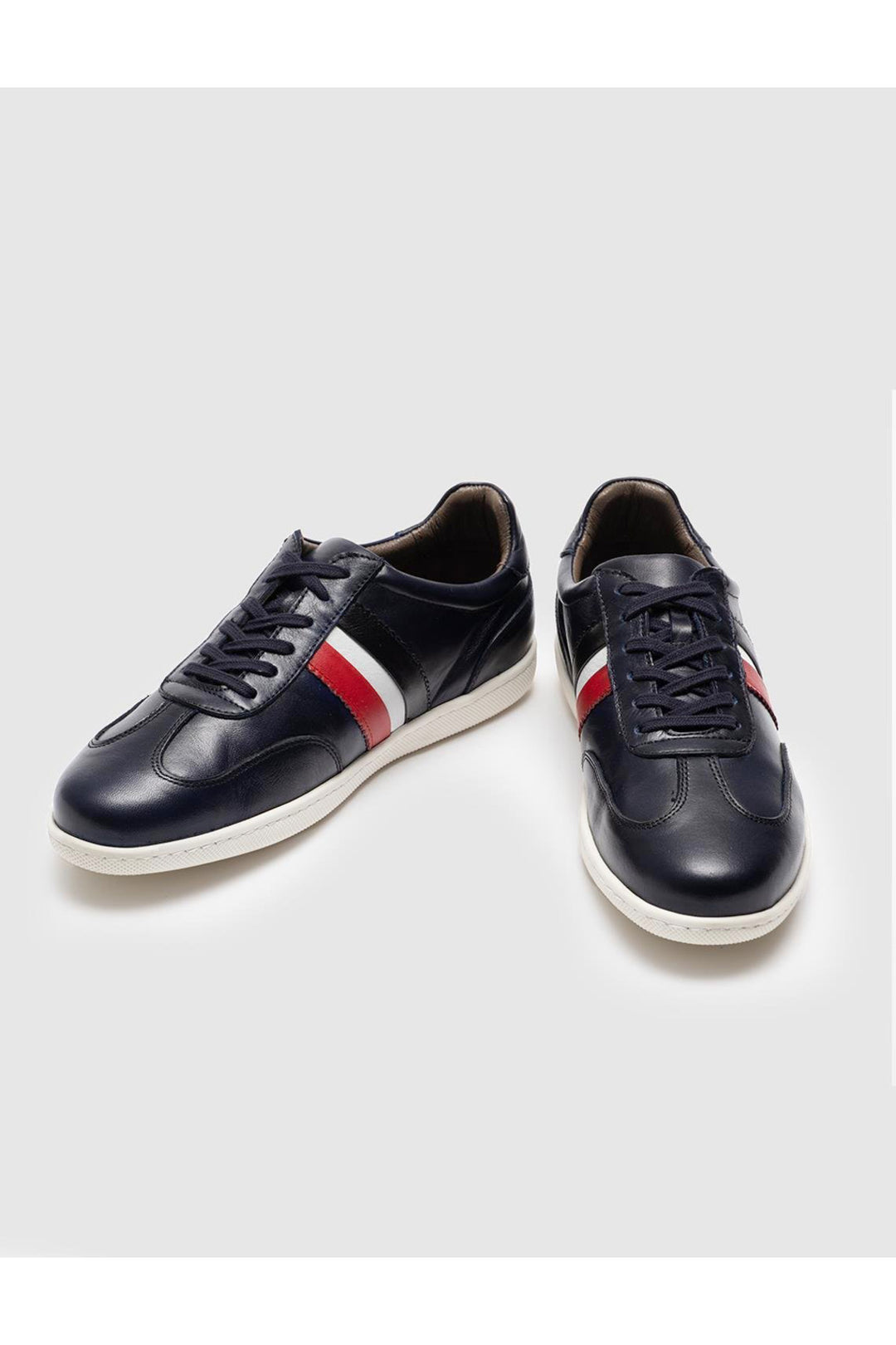 Cabani Shoes Chaussures de sport pour hommes en cuir véritable bleu marine à lacets - Bleu marine