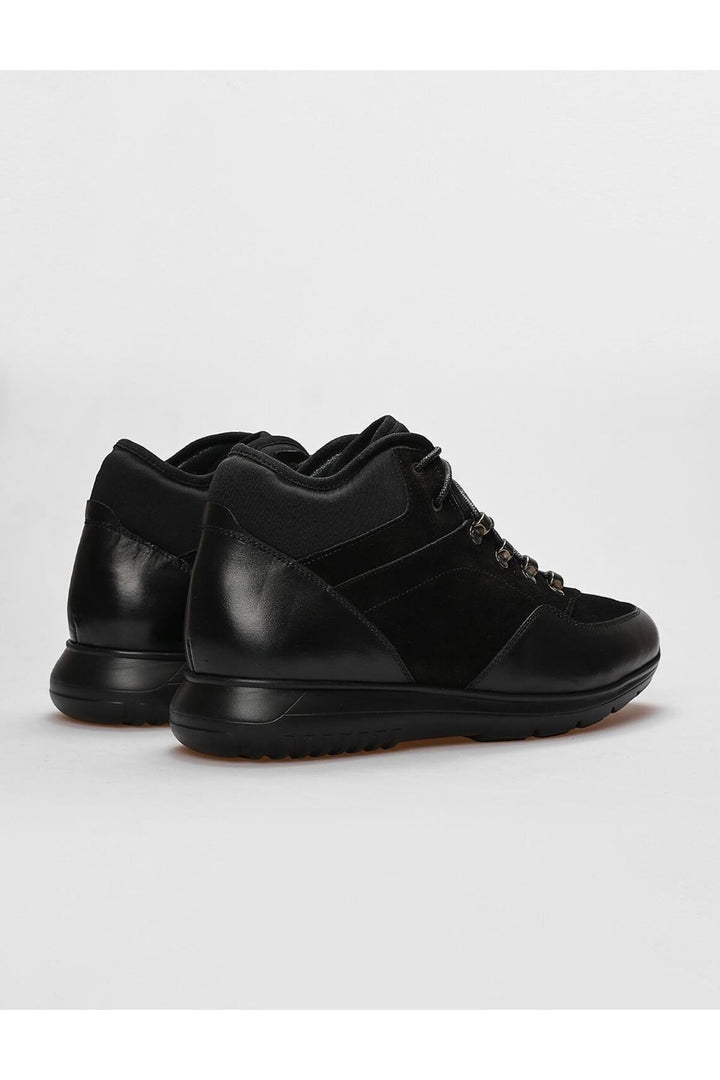 Cabani Shoes Bottines quotidiennes pour hommes en cuir véritable noir avec lacets et fourrure. - Multicolore