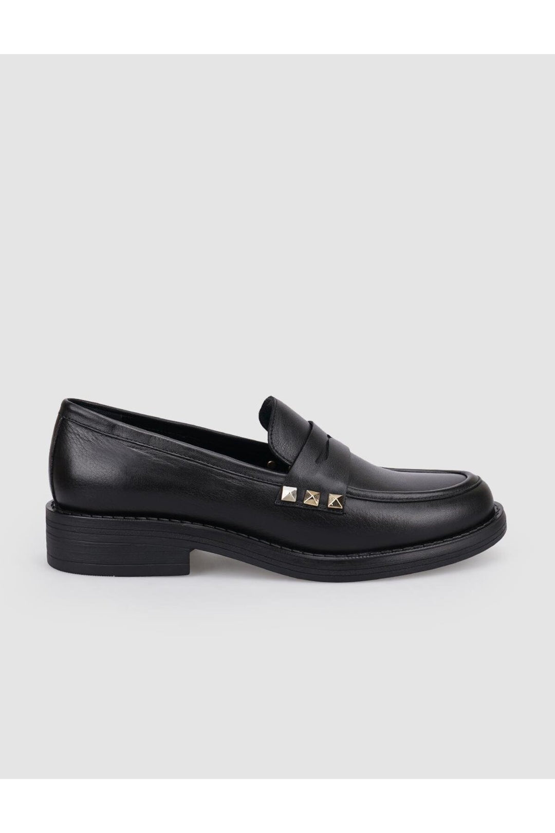 Cabani Shoes %100 Cuir véritable Mocassins femme noir avec détails cloutés - Noir