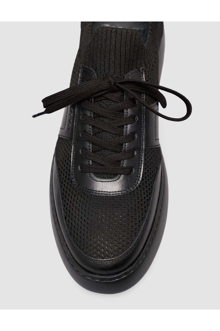 Cabani Shoes Chaussures de sport noires pour hommes avec détails en tricot. - Noir
