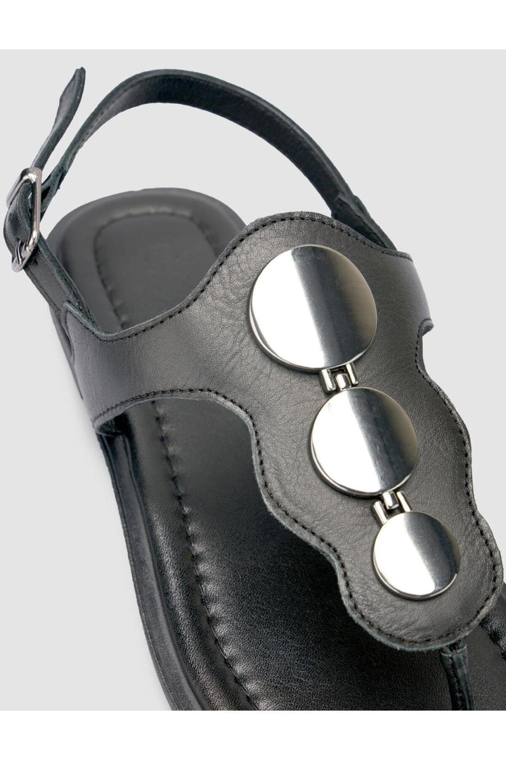 Cabani Shoes %100 Cuir véritable Sandales noires pour femmes - Multicolore