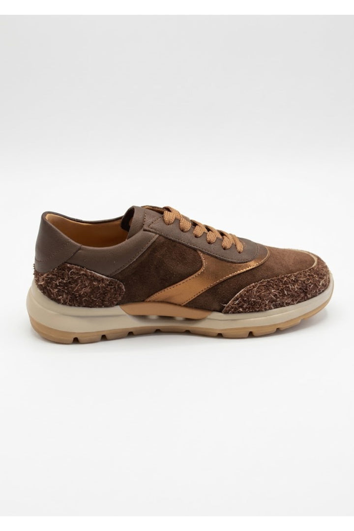 Wavelys MARA Chaussures de sport élégantes en cuir véritable, flexibles et confortables, à semelle confortable. - Marron