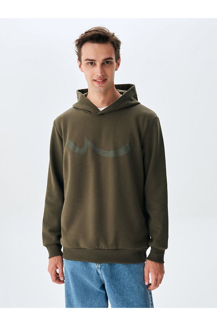 LTB Sweatshirt vert regular fit sans fermeture éclair avec capuche à logo - Vert_13878