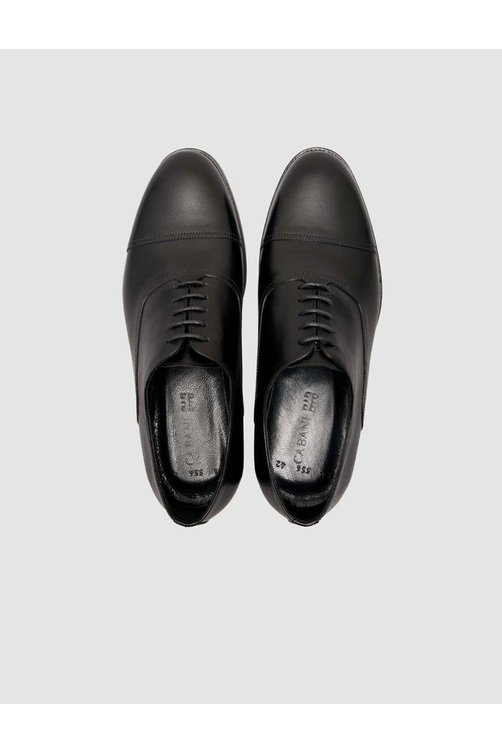 Cabani Shoes Chaussures classiques pour hommes en cuir véritable à lacets noires - Noir