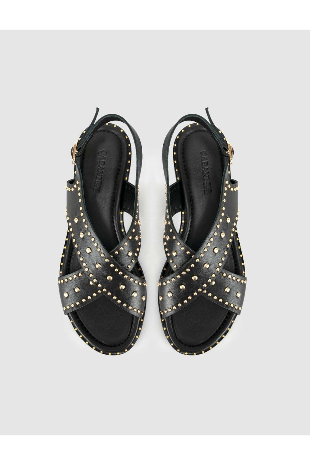 Cabani Shoes Sandales pour femmes en cuir véritable avec clous noires - Multicolore