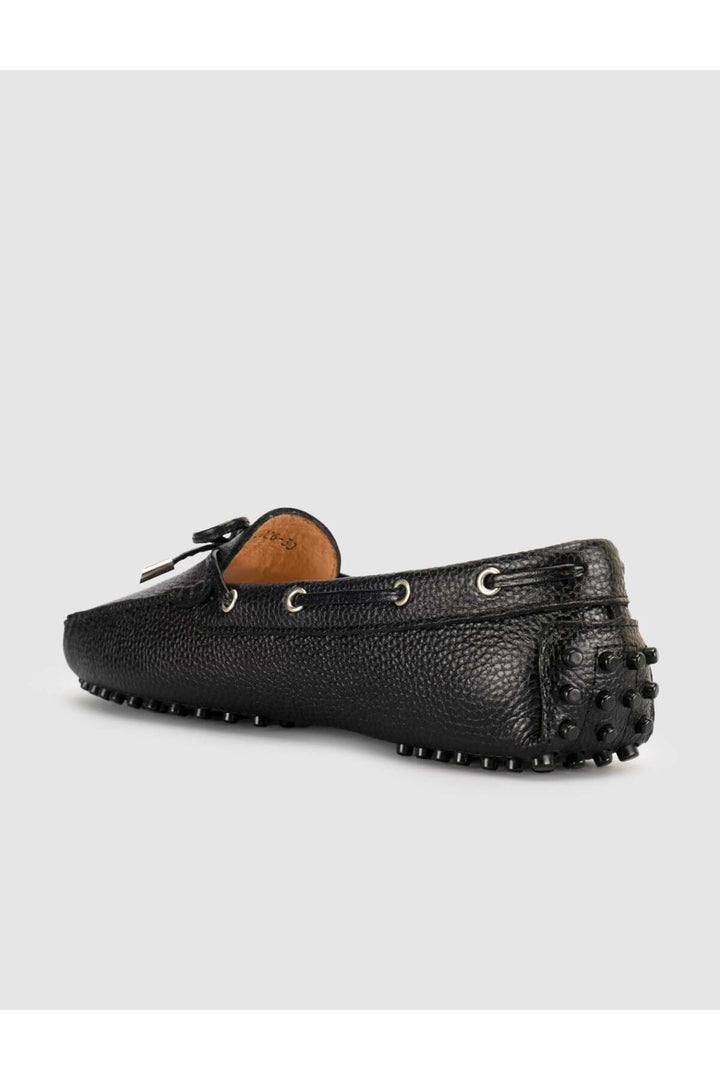 Cabani Shoes Chaussures pour femmes en cuir véritable noir à lacets (mocassins) - Noir