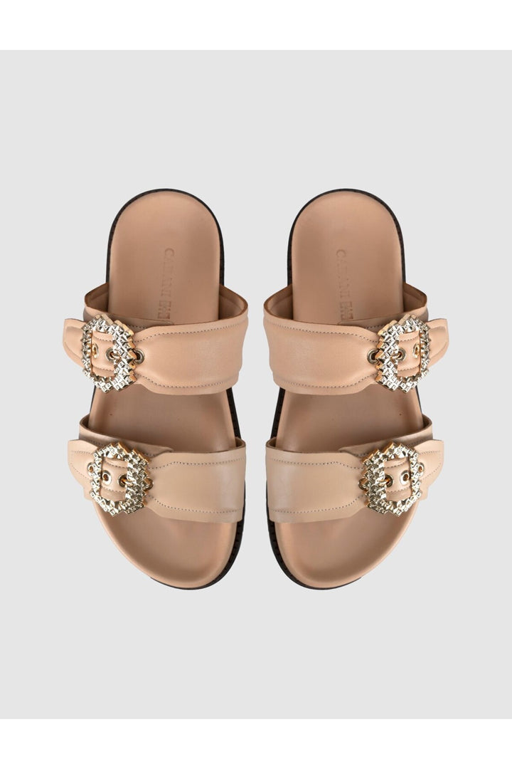 Cabani Shoes Sandales en cuir véritable pour femmes beige - Tabac