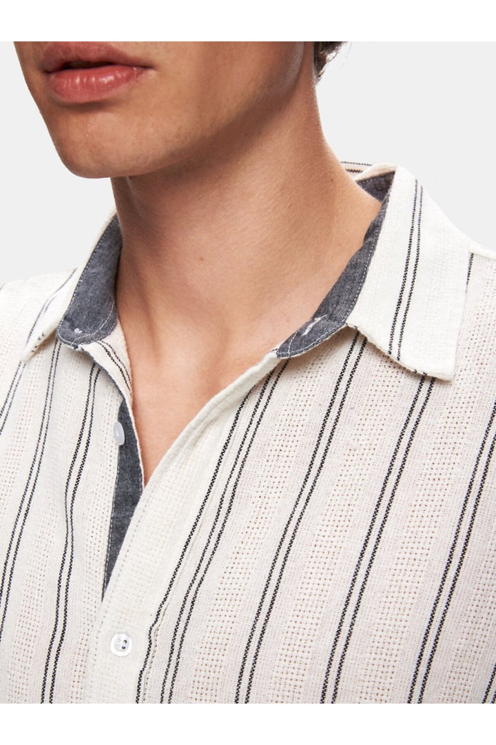 LTB Chemise à boutons anthracite rayée - Gris