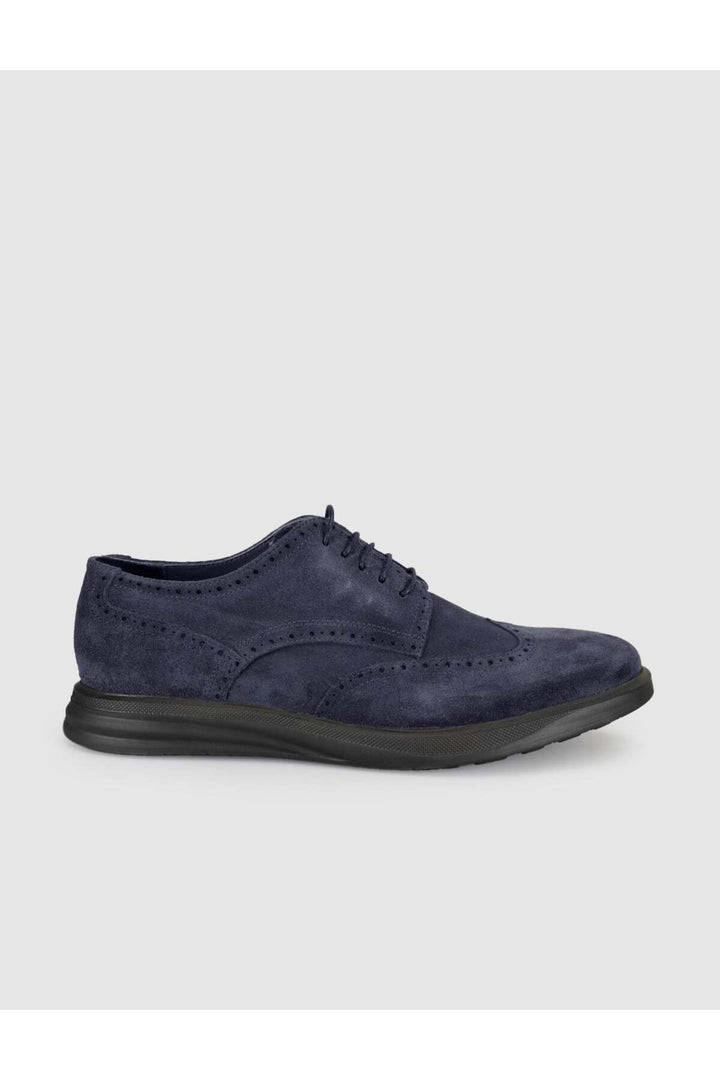 Cabani Shoes Bleu marine Suède Cuir Véritable Chaussures Oxford pour Homme - Bleu marine