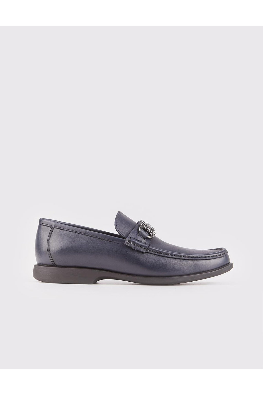 Cabani Shoes Chaussures pour hommes en cuir véritable bleu marine avec accessoire de boucle. - Bleu marine