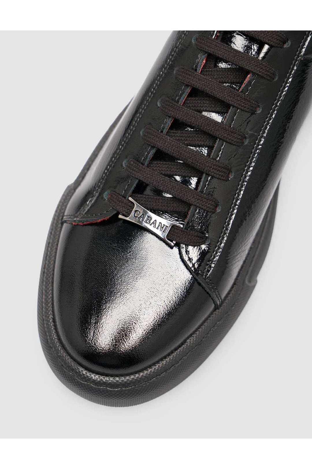 Cabani Shoes %100 Cuir verni souple noir à lacets pour homme chaussures de sport - Noir