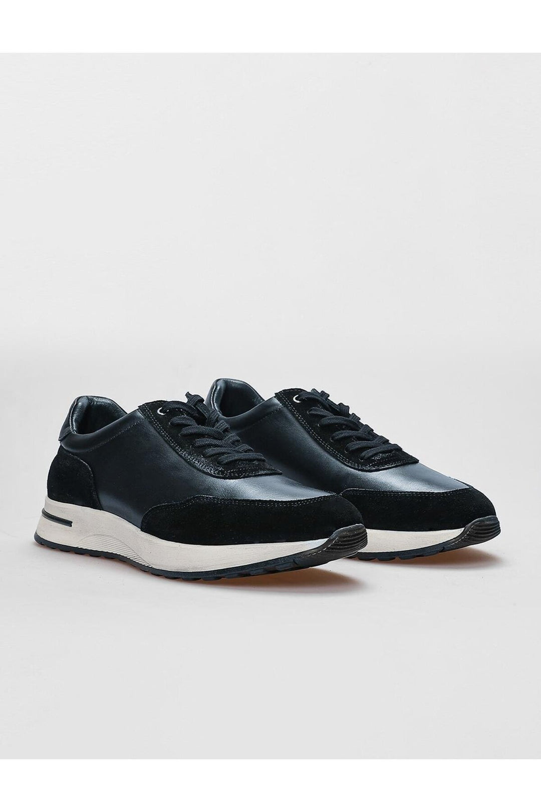 Cabani Shoes Chaussures de sport pour hommes en cuir véritable bleu marine à lacets - Bleu marine