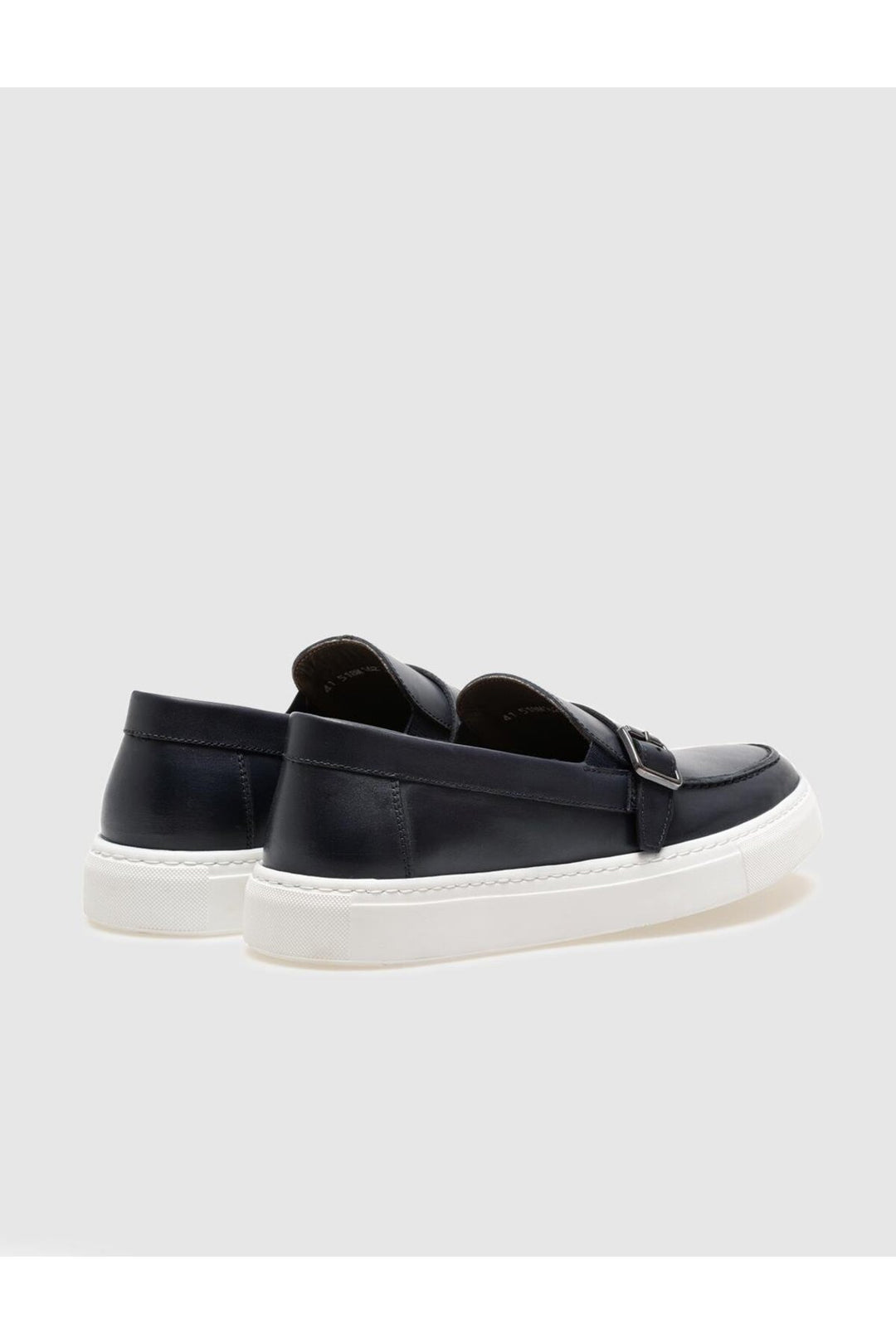 Cabani Shoes Chaussures de ville pour hommes en cuir véritable avec boucle bleu marine. - Bleu marine