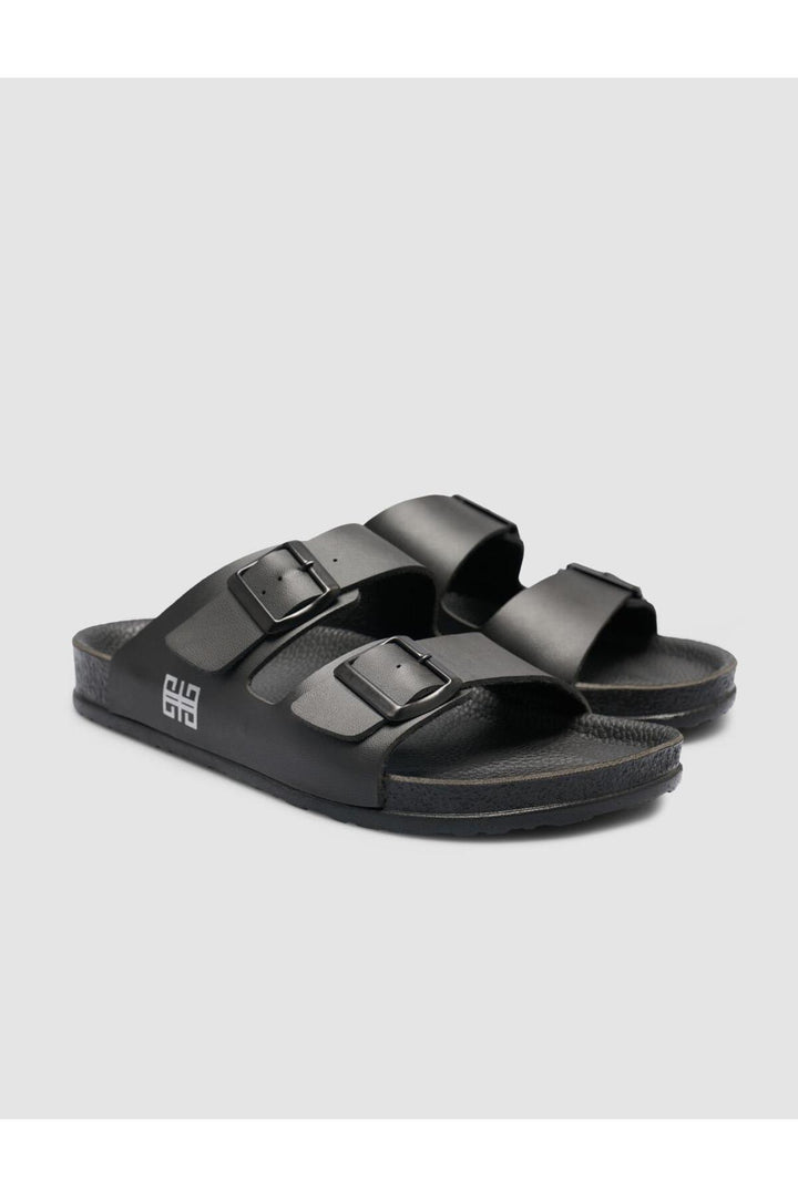 Cabani Shoes Sandale homme noire avec détail de boucle - Multicolore