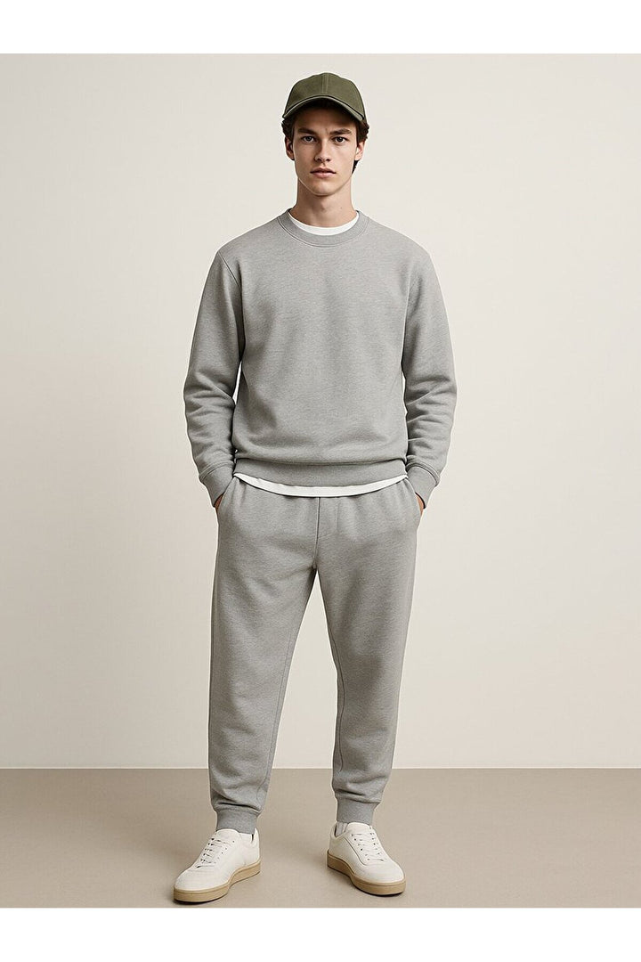 LTB Sweat gris à manches longues et à col zéro