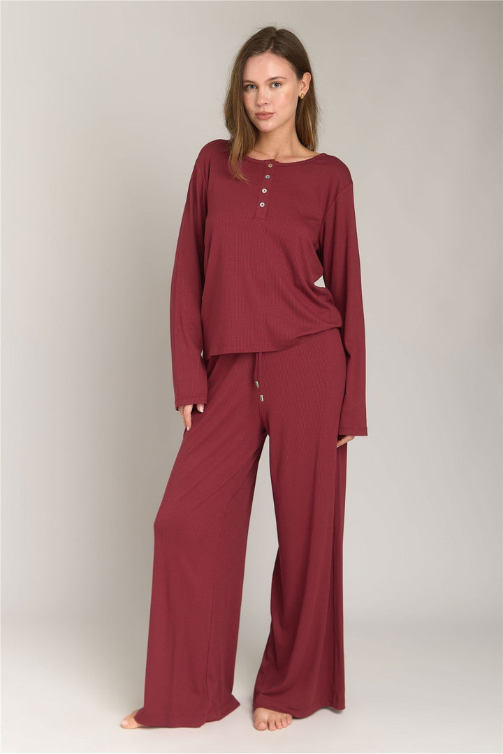 Lovely Things Pantalon caraco CAROL - Bas de pyjama - Bordeaux