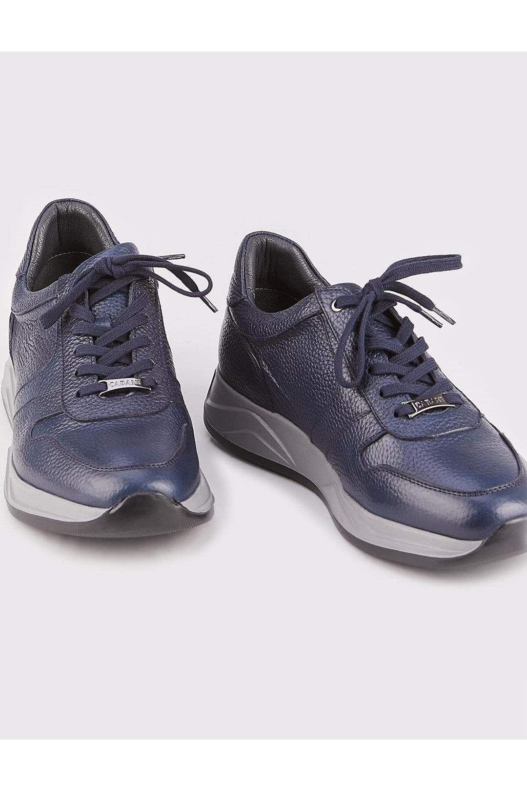 Cabani Shoes Chaussures de sport pour hommes en cuir véritable bleu marine à lacets, design spécial. - Bleu marine