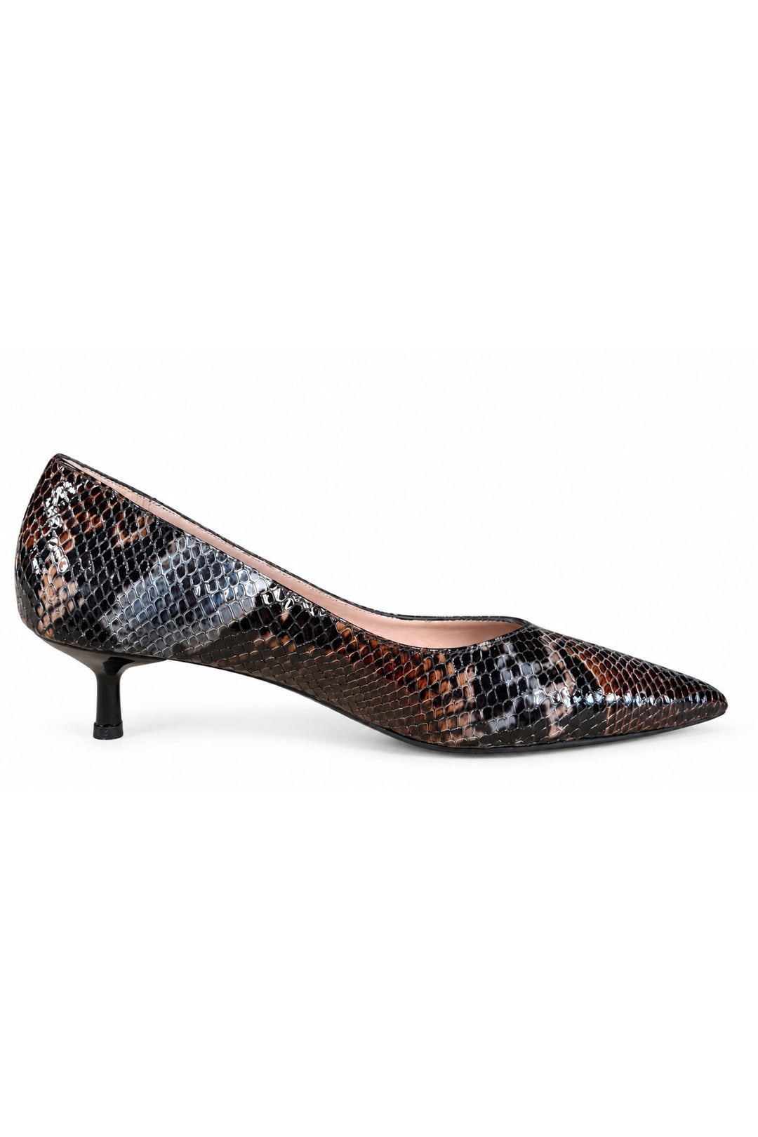 Wavelys Escarpins à talons aiguilles kitten en cuir véritable à motif serpent, avec bout pointu et élégant. - Multicolore
