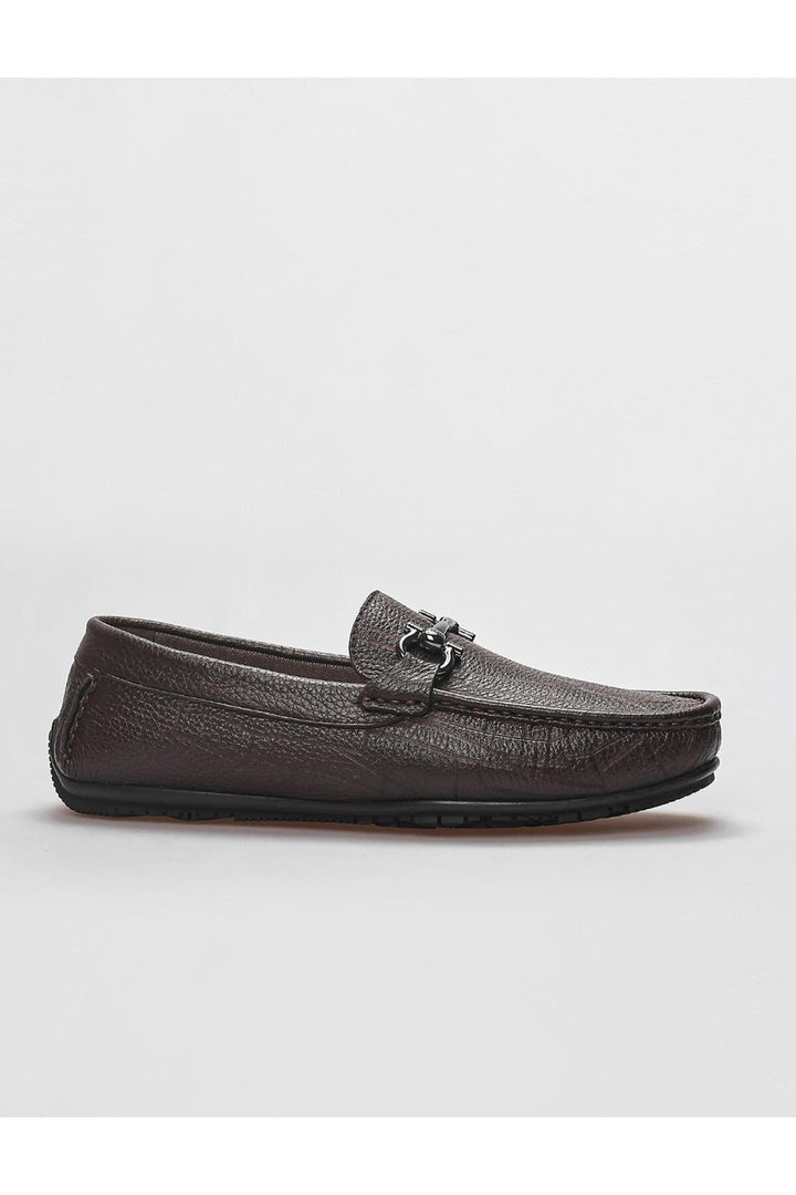 Cabani Shoes Mocassin pour homme en cuir véritable avec détail de boucle marron. - Marron