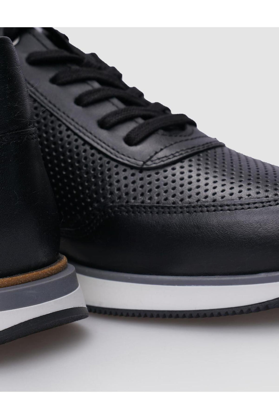 Cabani Shoes %100 Cuir véritable Baskets pour hommes noires à lacets - Noir
