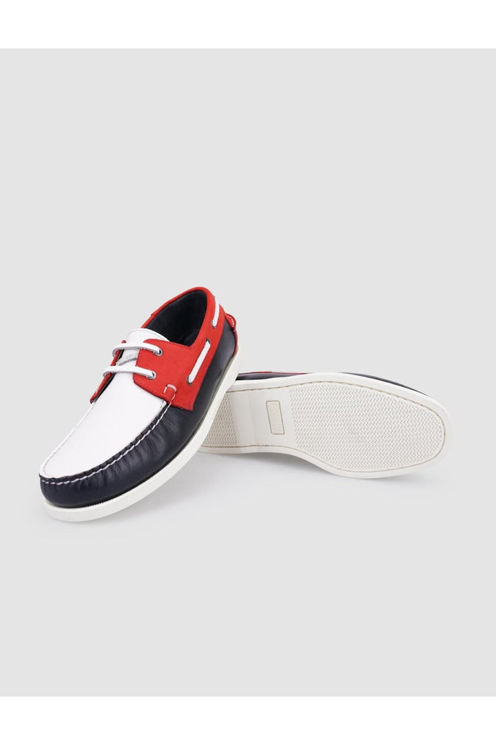 Cabani Shoes Pianello Chaussures de bateau pour hommes en cuir véritable Bleu marine - Bleu marine