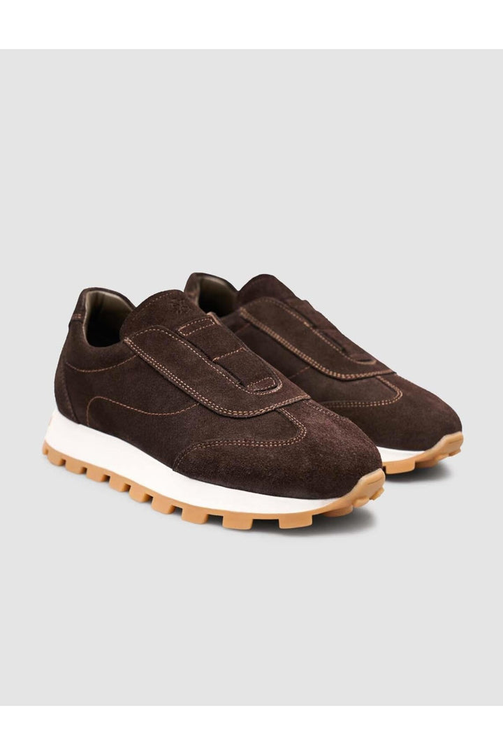 Cabani Shoes Baskets d'hiver pour femmes en cuir suédé véritable, doublées en fourrure, marron. - Marron