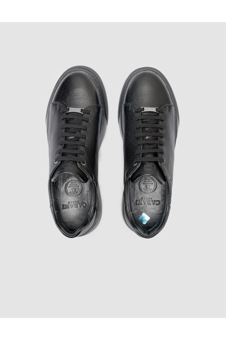 Cabani Shoes %100 Cuir véritable Chaussures de sport pour hommes noires - Noir