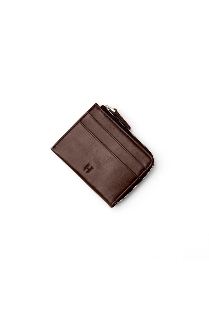 helmbrook Porte-cartes à fermeture à glissière en cuir véritable pour hommes avec protection RFID Seward Coffee Plus