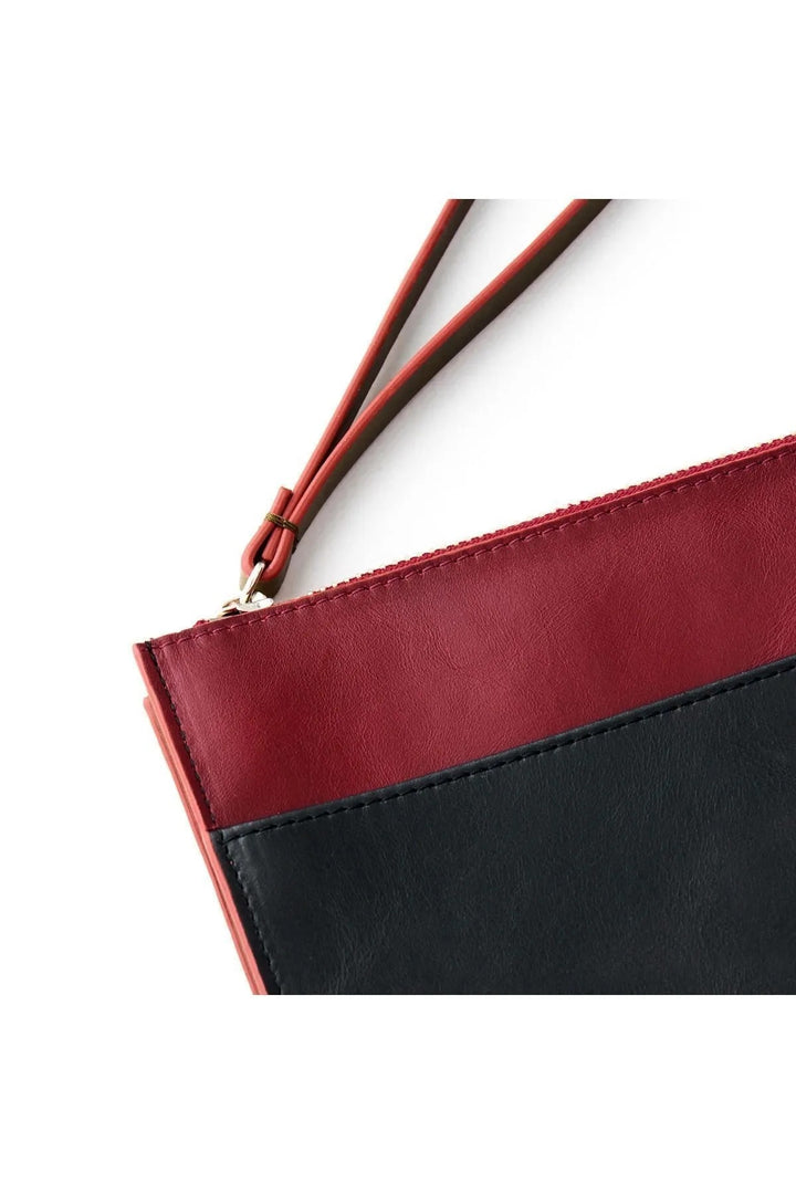 helmbrook Sac porte-documents en cuir véritable pour femme Zippé RFID Protégé Beverly Claret Rouge Noir