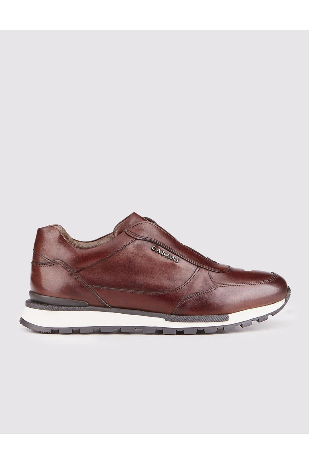 Cabani Shoes Chaussures de sport pour hommes en cuir véritable marron avec semelle en caoutchouc léger - Marron