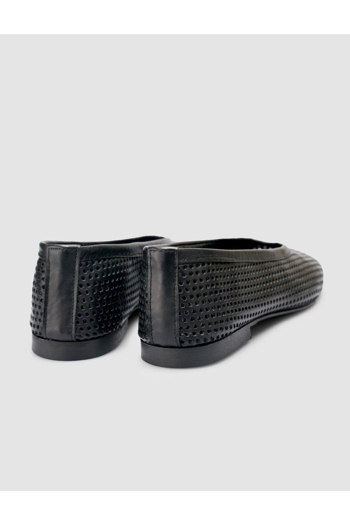 Cabani Shoes %100 Cuir véritable Ballerines noires perforées pour femmes - Noir