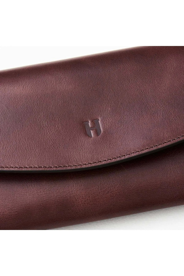 helmbrook Porte-cartes en cuir pour femme Ashley avec fermeture à glissière protégée par RFID Porte-cartes à compartiments multiples marron