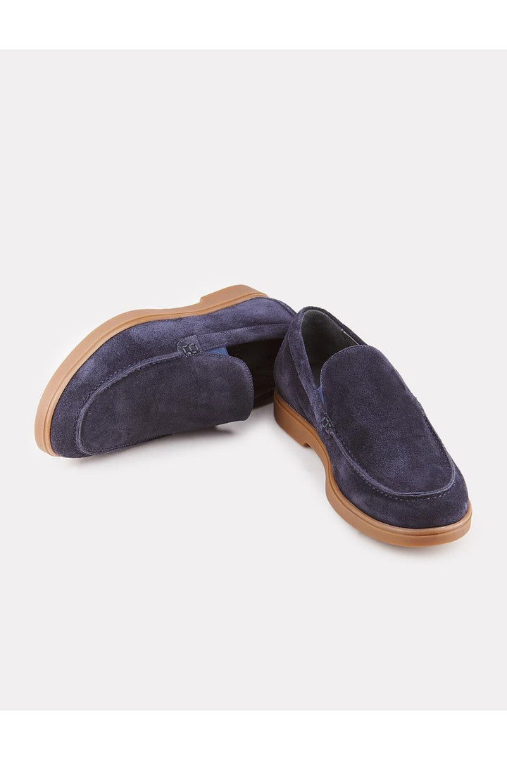 Cabani Shoes Bleu marine Suède Cuir Véritable Chaussures de Ville pour Homme - Bleu marine