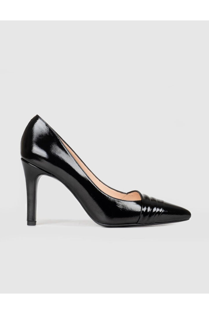Cabani Shoes Escarpins à talons fins en cuir véritable noir verni pour femmes - Multicolore