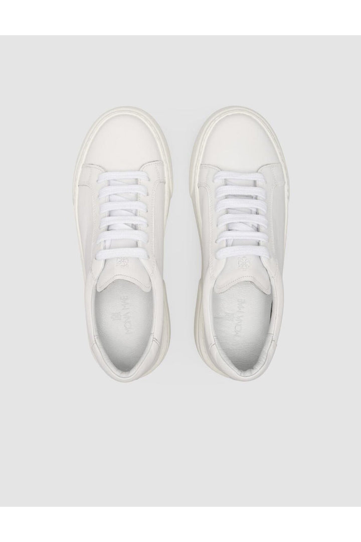 Cabani Shoes MonaMae Baskets Femme en Cuir Véritable Blanc 100% - Blanc