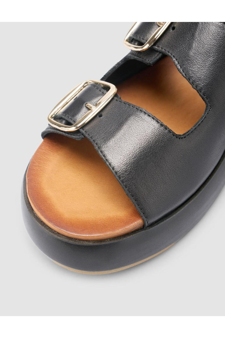 Cabani Shoes %100 Cuir véritable Sandales noires pour femmes - Multicolore