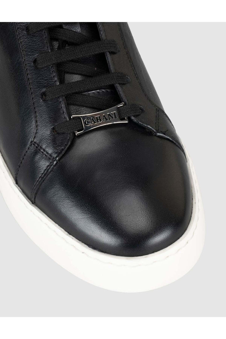 Cabani Shoes Baskets homme en cuir de veau véritable noir à lacets. - Multicolore