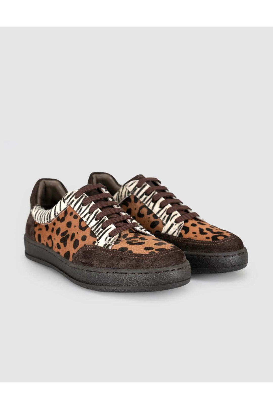 Cabani Shoes Baskets en cuir suédé à motif léopard pour femme - Multicolore