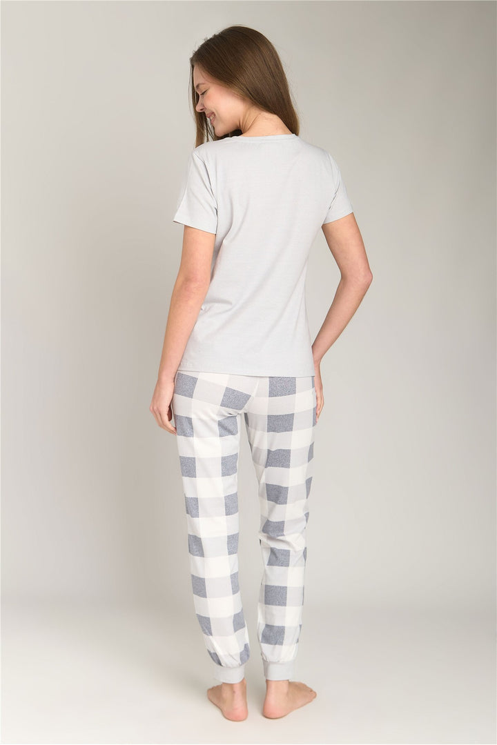 Lovely Things Ensemble de pantalons de pyjama CAMERON en tricot à manches courtes - Gris