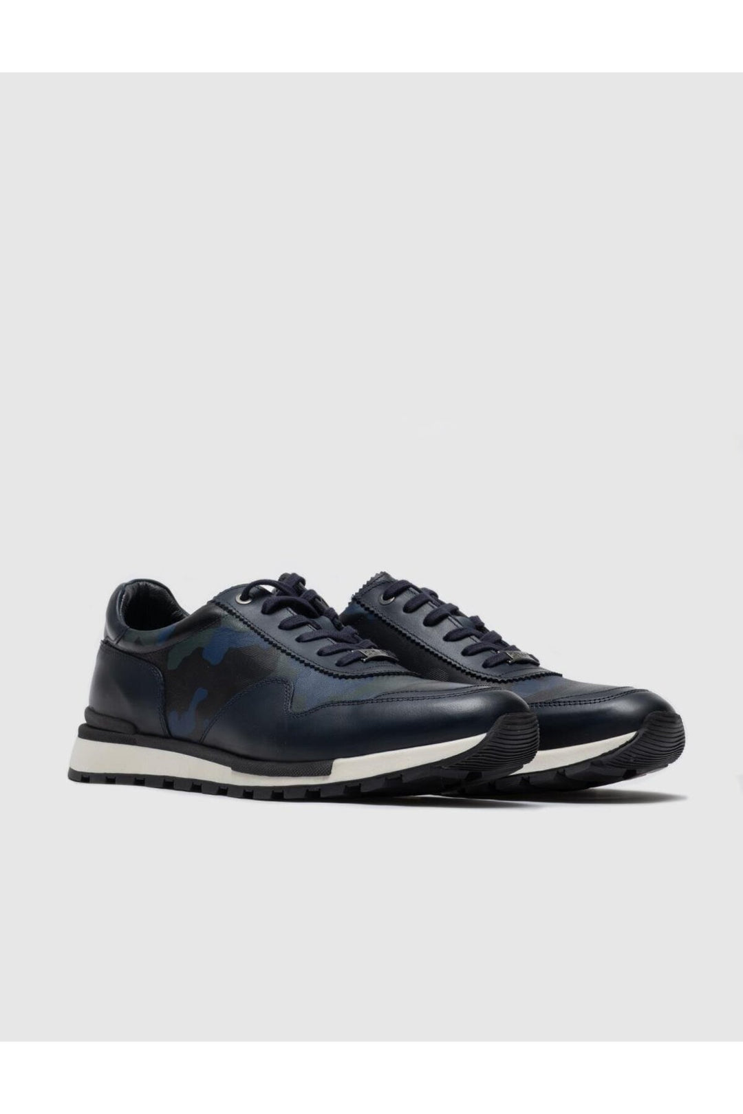 Cabani Shoes Chaussures de sport pour hommes en cuir véritable bleu marine à lacets - Bleu marine