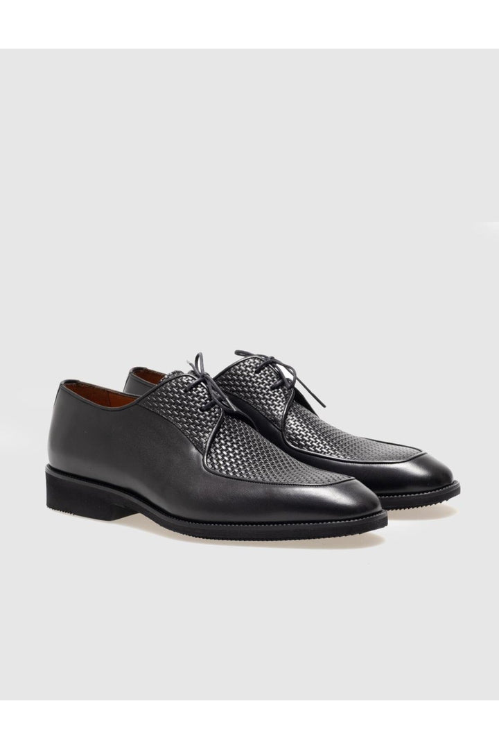 Cabani Shoes Chaussures classiques pour hommes en cuir véritable noires à lacets - Noir