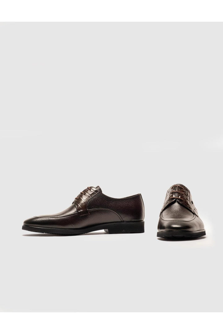 Cabani Shoes Chaussures classiques pour hommes en cuir véritable marron à lacets - Marron