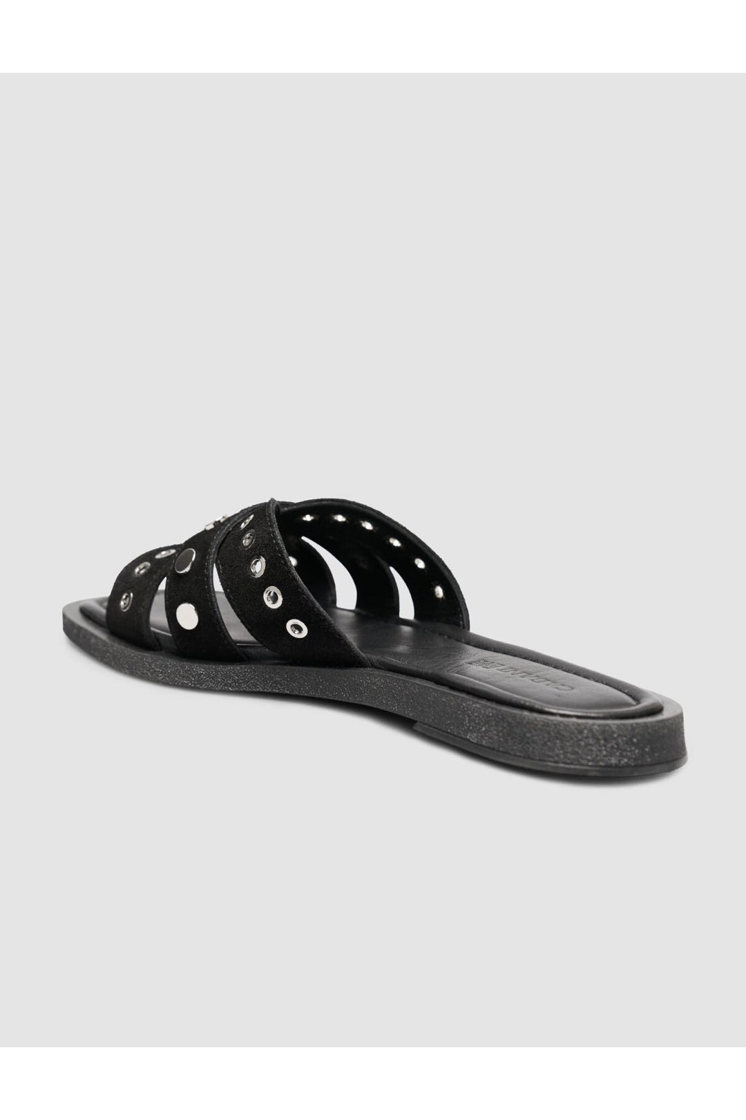 Cabani Shoes Sandales pour femmes en cuir véritable avec détails en pierre en suède noir. - Multicolore