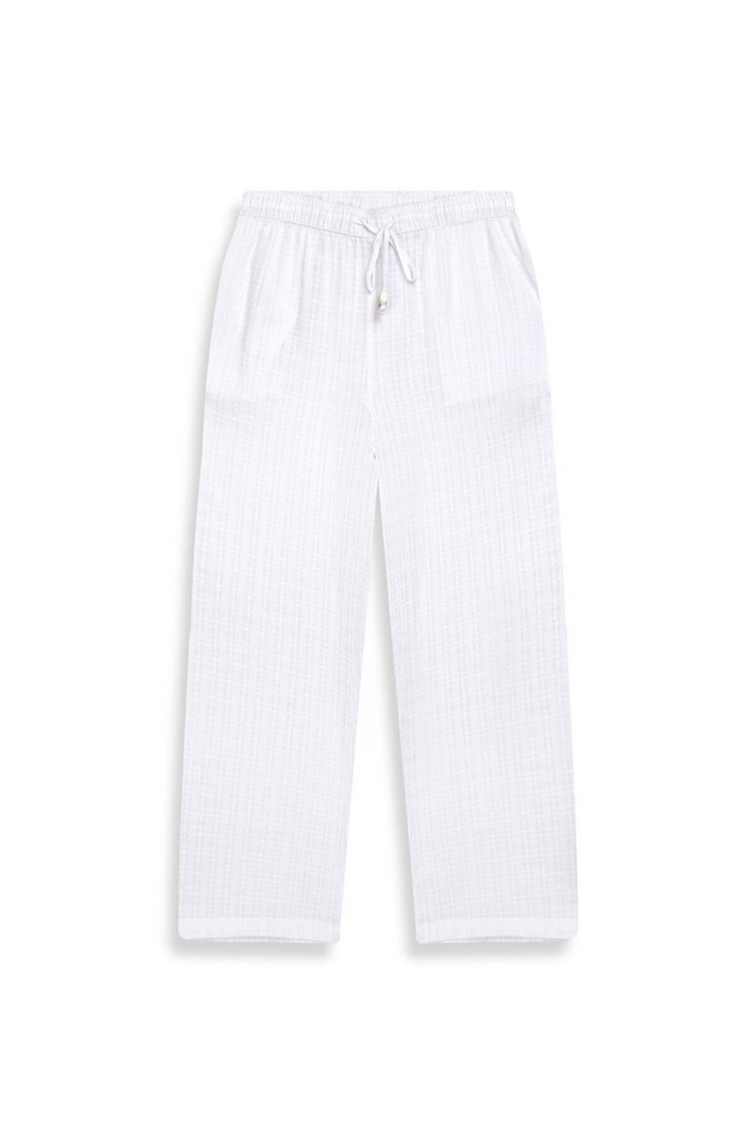 LTB Pantalon blanc à taille élastique en tissu Sile - Blanc