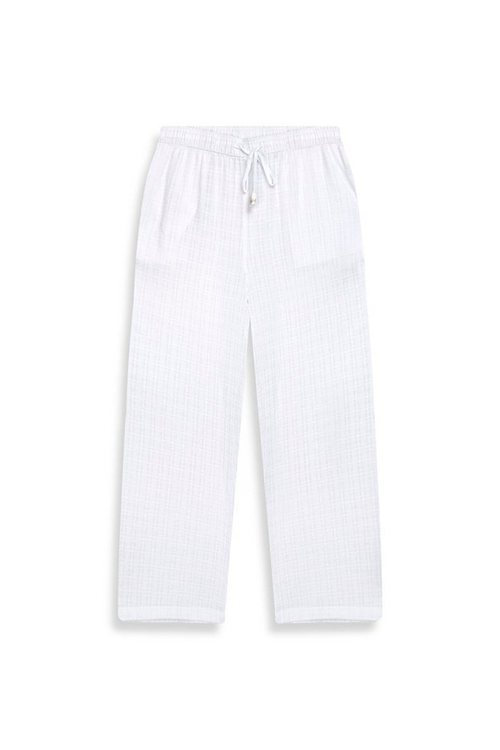 LTB Pantalon blanc à taille élastique en tissu Sile - Blanc