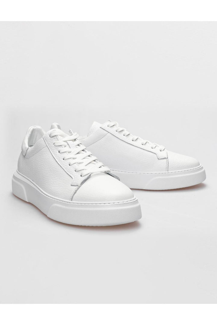 Cabani Shoes Verona Chaussures de sport pour hommes en cuir véritable blanches à lacets - Blanc